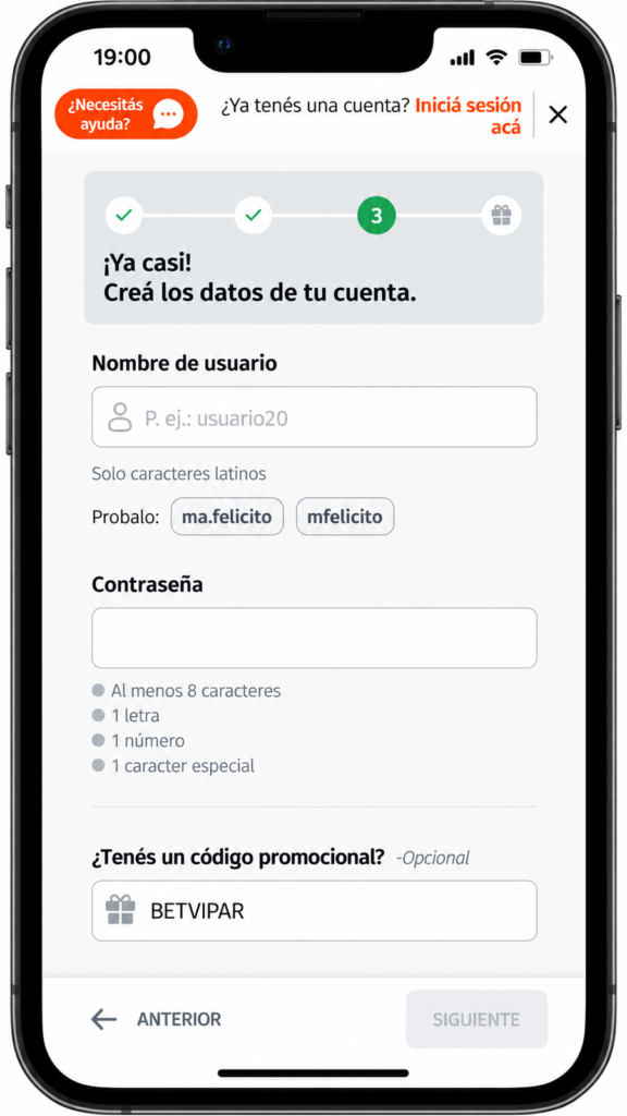 Betano Registro en Argentina, con el código BETVIPAR