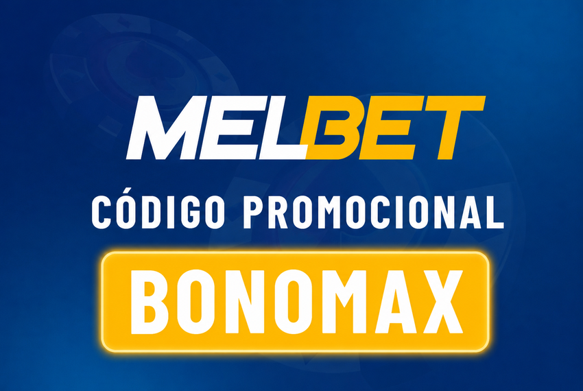 fondo azul, y codigo Melbet BONOMAX en amarillo