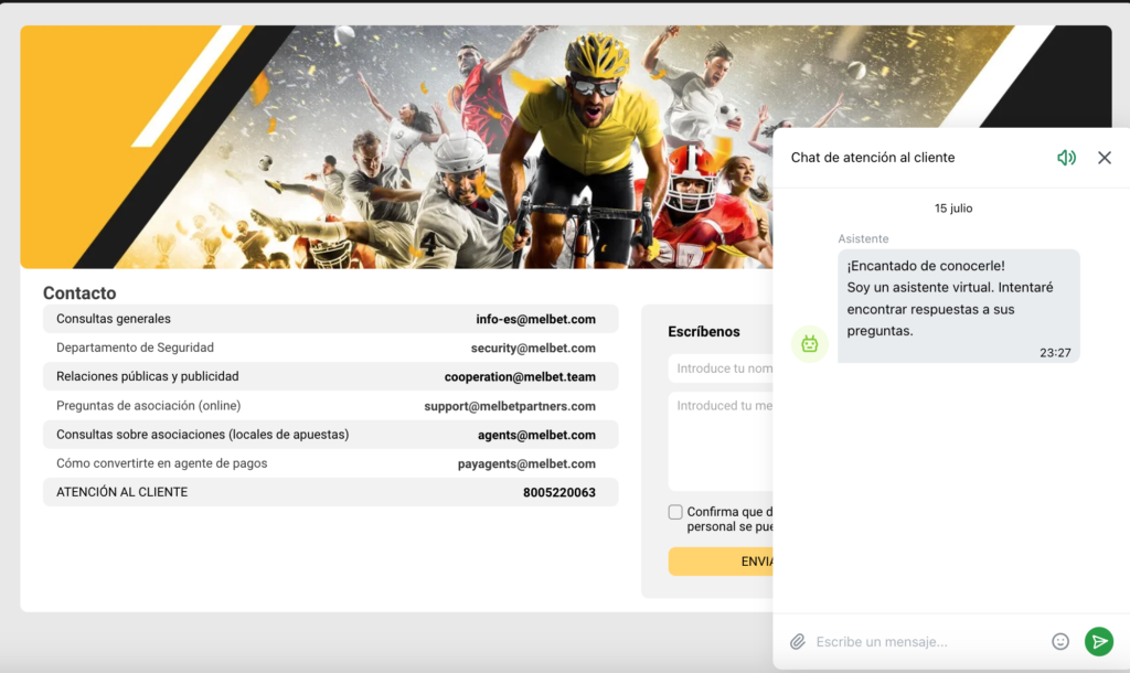 Atención al cliente melbet