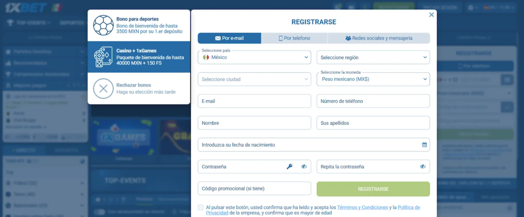 código promocional 1xbet