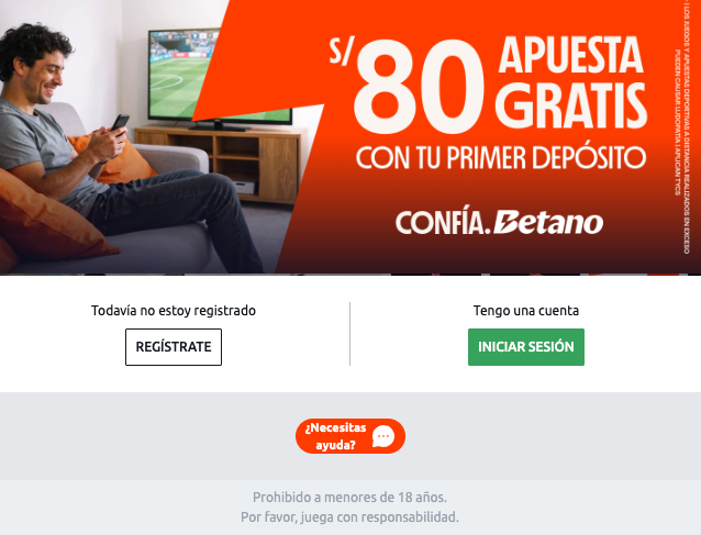 pop up inicial de registro en Betano
